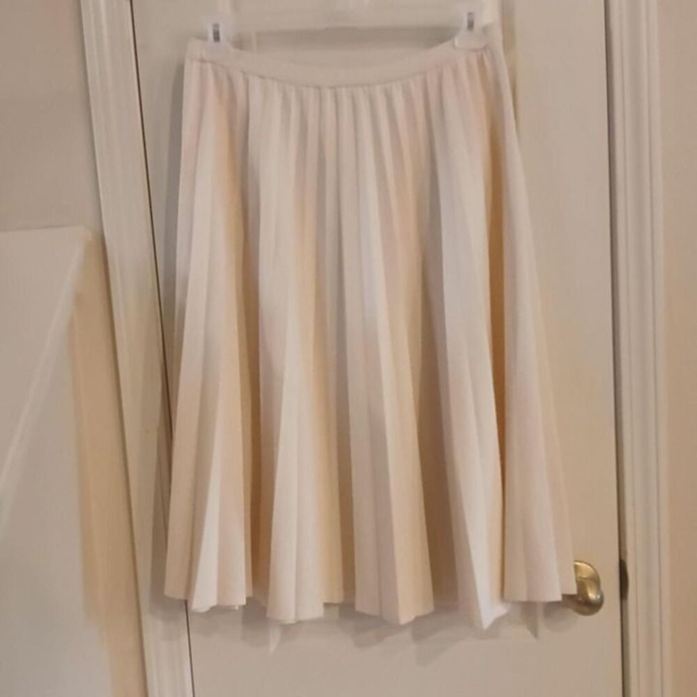 Vintage 60s Paddle & Saddle ILGWU Union USA Made Cream Pleated Midi Skirt